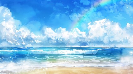 Beautiful Blue Skies with Nature, Bright Moon ,Cloud ,Beach scenery, Tree, night -Anime concept Background