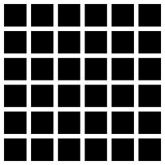 Hermann grid. Transparent PNG of Vector graphic optical illusion. The lines are white, but intersections on the periphery of the view appear as a black blur