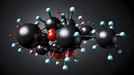 An illustration of a carbon atom bonding with other elements to form a molecule