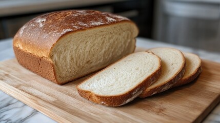 Naklejka premium Freshly baked loaf of bread sliced