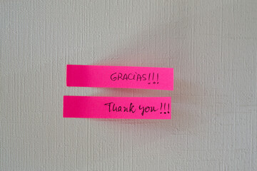 a note on the wall that says thank you