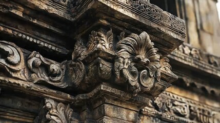 Close-up of Ornate Stone Carving on Ancient Building