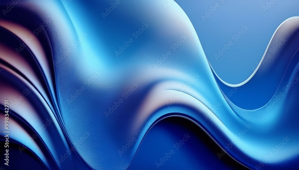 Poster abstract 3d blue fluid twisted wavy glass morphism. design visual elements for background, wallpaper