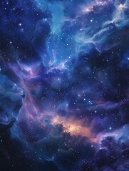 Beautiful Blue Skies with Nature, Bright Moon ,Cloud ,Beach scenery, Tree, night -Anime concept Background