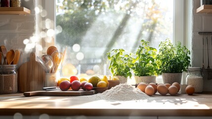 Bright Kitchen with Fresh Ingredients