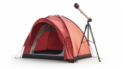 Portable observatory tent for setting up telescopes in the field isolated on white background