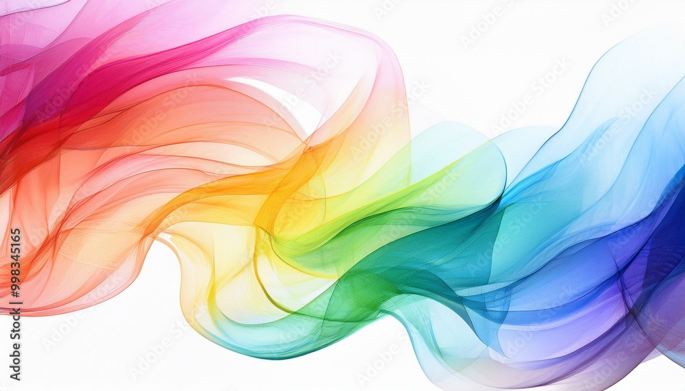 Poster abstract colorful smoke waves in gradient spectrum. abstract waves of colorful smoke on a white back