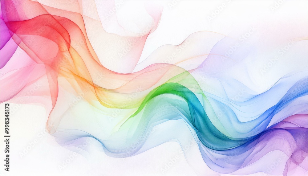 Poster abstract colorful smoke waves in gradient spectrum. abstract waves of colorful smoke on a white back