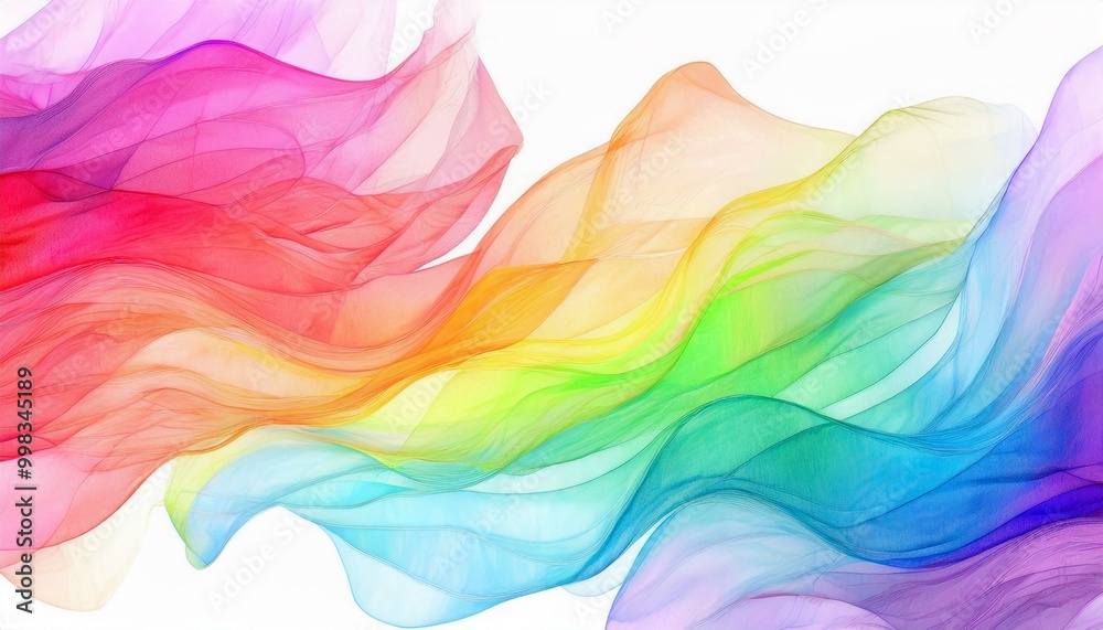 Poster abstract colorful smoke waves in gradient spectrum. abstract waves of colorful smoke on a white back