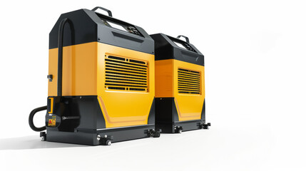 Fototapeta premium Portable generators for providing electricity in remote field locations isolated on white background
