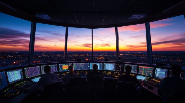Air Traffic Control at Sunset