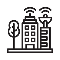 Smart city icon in line style. Editable stroke.
