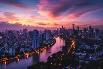 Obraz premium Majestic City Skyline at Dusk