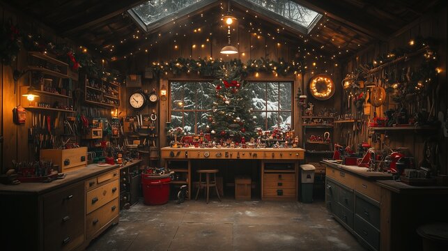  Cozy Christmas Workshop: Santa's Festive Workspace