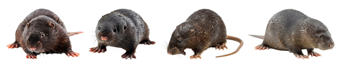 Obraz premium Set of Realistic Rodents in Various Poses Isolated on Transparent Background
