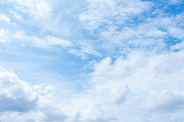 Blue Sky and Fluffy White Clouds on a Clear Day