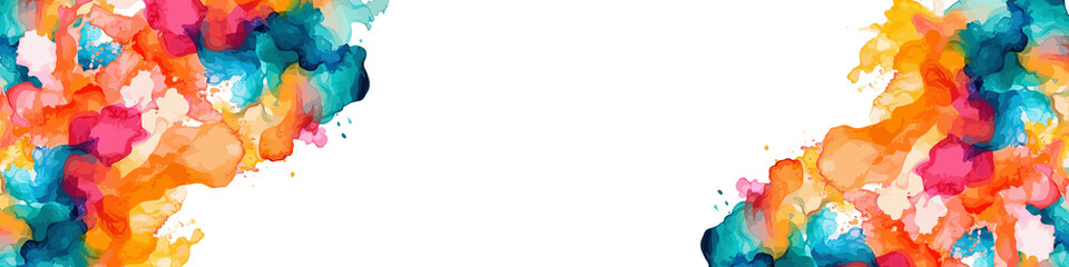 colorful splashes entering from both horizontal corners, 