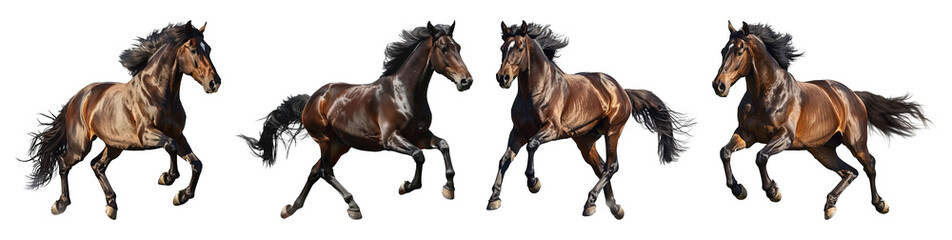 Obraz premium Dynamic Collection of Galloping Horses on White Background