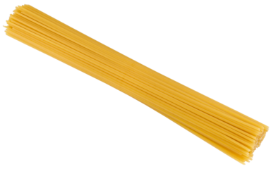 Bunch of spaghetti isolated on a transparent background. Completely in focus.