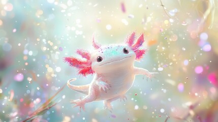 Dreamy Axolotl in a Magical Setting