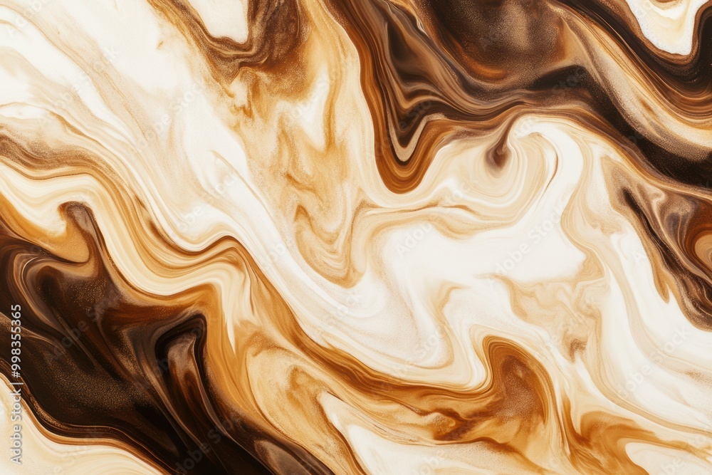 Aufkleber a mesmerizing swirl of coffee and cream forms a unique marbled pattern, blending warm browns and cre