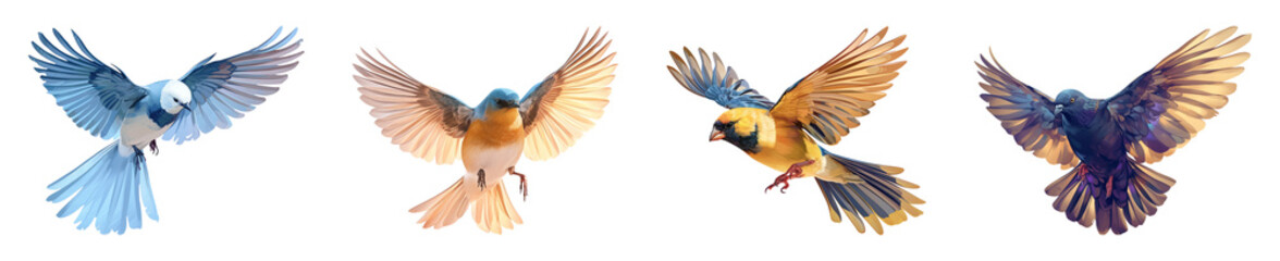 Obraz premium Elegant Collection of Flying Birds Isolated on Transparent Background for Nature Illustrations