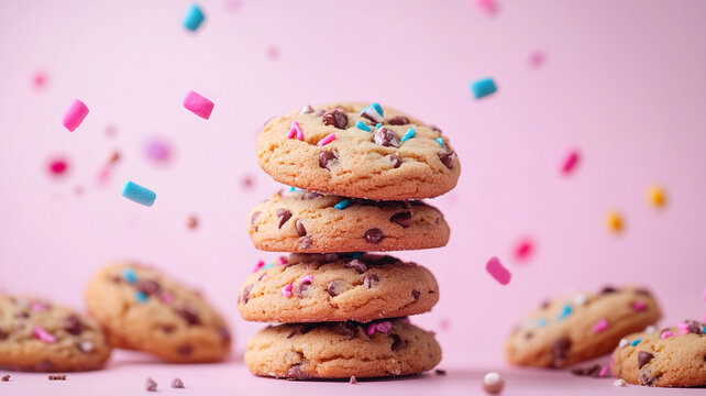 Celebrate National Cookie Day with colorful chocolate chip cookies and festive sprinkles