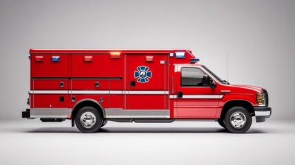 Red Emergency Ambulance Vehicle