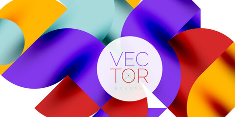 Fototapeta premium Tech minimal circular shapes geometric art. Vector modern circles