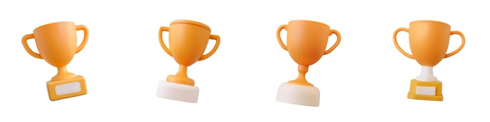 A collection of four golden trophy icons, symbolizing achievement, success, and recognition in various competitions or events.
