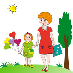 Paisaje con madre y su hija.