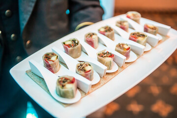 appetizer with salmon and caviar