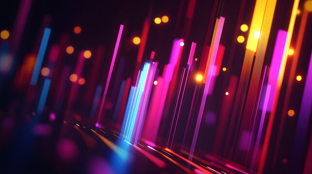 Vibrant glowing data visualization on sleek dark backdrop inspired by futuristic Tron aesthetics