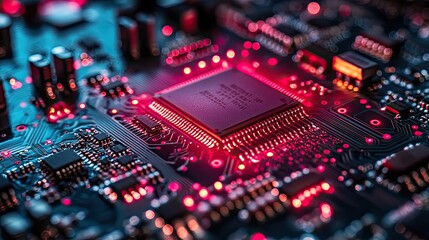 Fototapeta premium A depiction of an integrated microchip in modern technology.