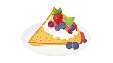 Japanese crepe logo with a bright, colorful crepe filled with fruits and cream.