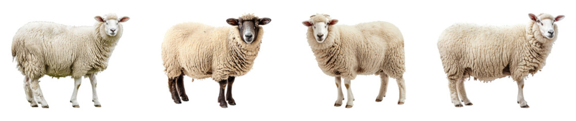 Fototapeta premium Collection of Sheep Isolated on a Transparent Background