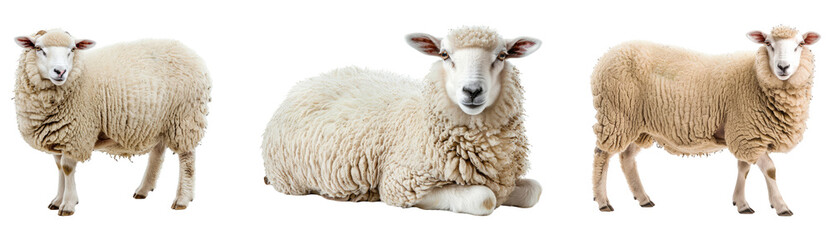 Collection of Sheep Isolated on a Transparent Background