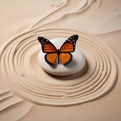 Fototapeta na wymiar butterfly on a rock