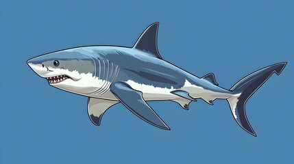 Obraz premium Fearless Shark Swimming Away from Undersea Earthquake in Japanese Anime Style