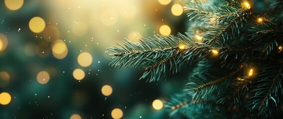 A green pine tree branches for Christmas decoration