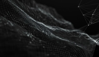 Cyber big data flow blockchain indigo data fields network line connect to the stream. Abstract digital connection dots. Technology background.