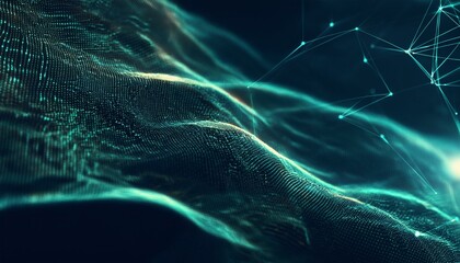 Cyber big data flow blockchain indigo data fields network line connect to the stream. Abstract digital connection dots. Technology background.