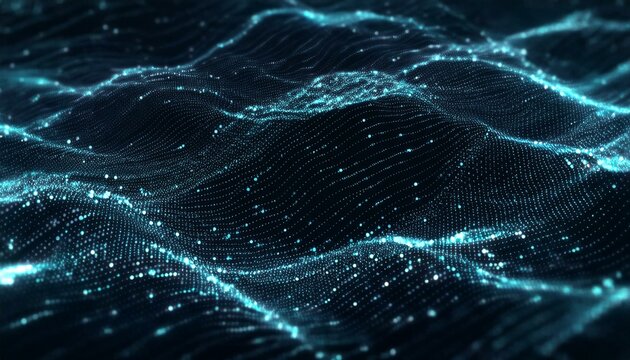 Cyber big data flow blockchain indigo data fields network line connect to the stream. Abstract digital connection dots. Technology background.