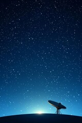 Satellite dish station receiving signals from space flat design top view space exploration theme animation vivid