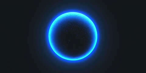Glowing blue moon on black background. Ai generative