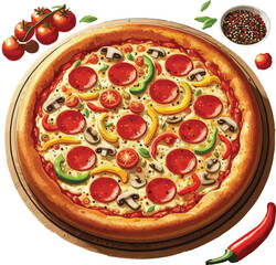 A Delicious And Tasty Pizza Margherita With Tomatoes And Buffalo Mozzarella On White Background

