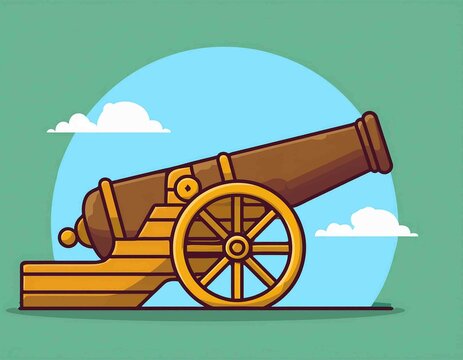 brown cannon with yellow wheels clip art preview