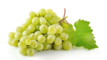 Green Grapes on White Background