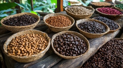 A Collection of Roasted Coffee Beans for Gourmet Coffee Lovers