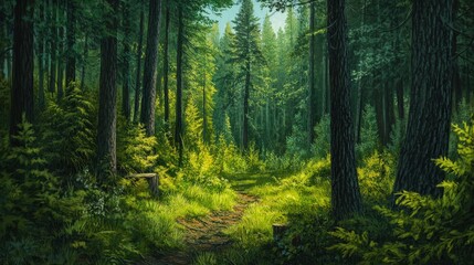 Fototapeta premium lush pine forest in the height of summer.